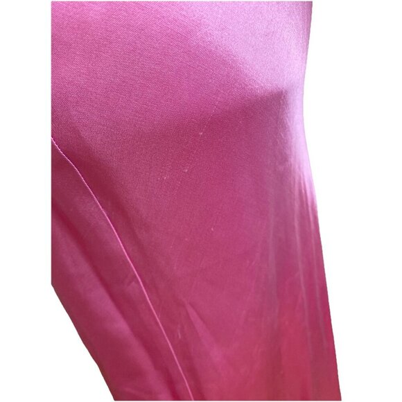 Vintage Cache Pink Y2K Satin Long Bias Cut Prom Slip Dress Gown Rhinestone Sz 6 - Picture 7 of 12
